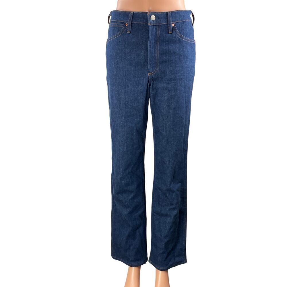 Aritzia Denim Forum Blue Cow Girl High Rise Boot Straight Denim Jean Pants Sz 27
